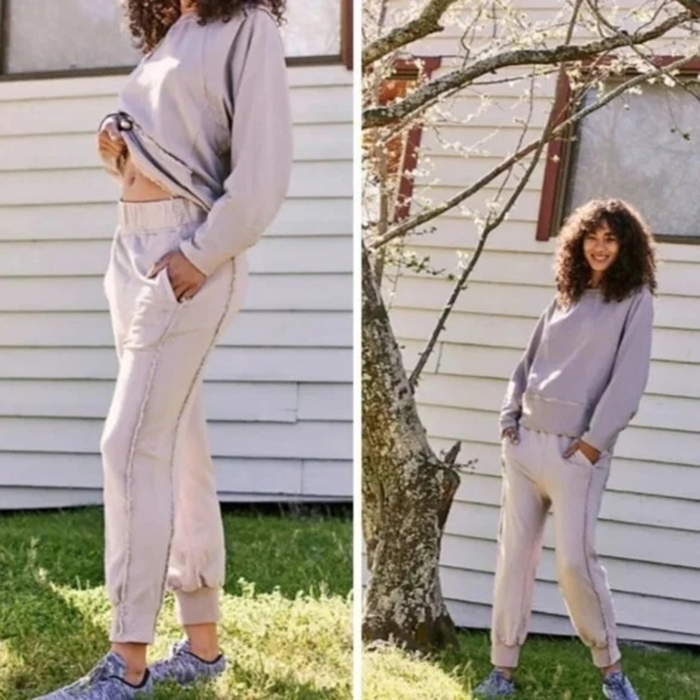 Free People Where the Wind Blows Joggers Light Taupe
